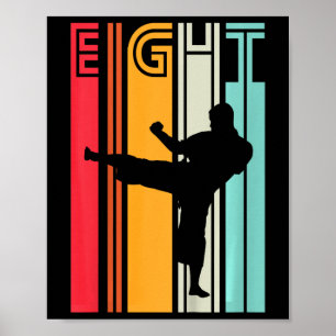Póster Regalo de cumpleaños 8 años Karate Taekwondo Retro