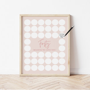 Póster Regalo de Cumpleaños Blush Pink 40 Razones por las