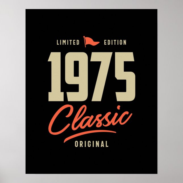 Póster Regalo de cumpleaños clásico de 1975 (Frente)