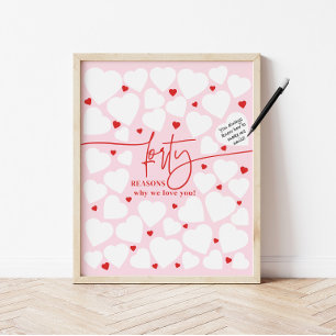 Póster Regalo de cumpleaños Corazones 40 razones por las