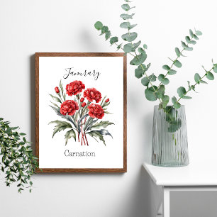Póster Regalo de cumpleaños de clavel de flor del mes de 