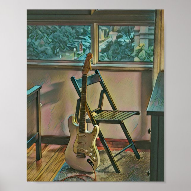 Póster regalo de cumpleaños de guitarrista (Frente)