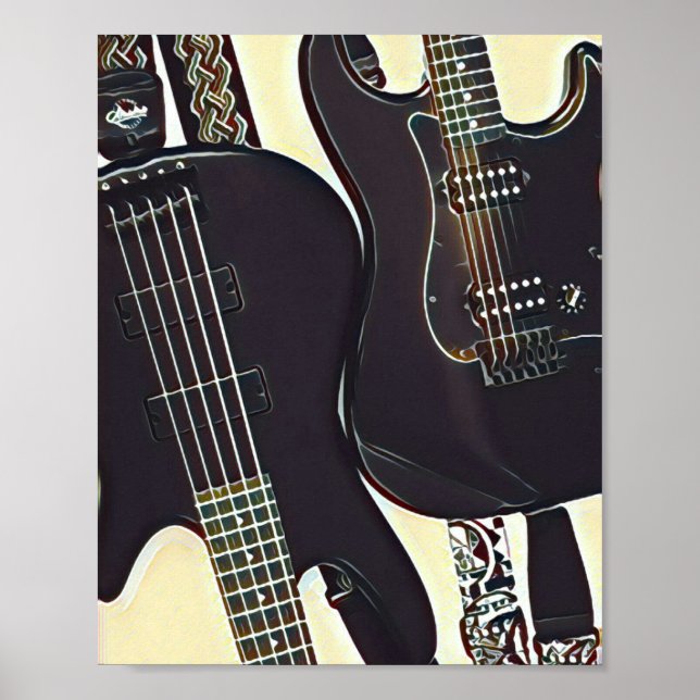 Póster Regalo de cumpleaños de guitarrista vintage (Frente)