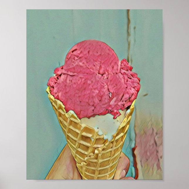 Póster Regalo de cumpleaños de helados (Frente)