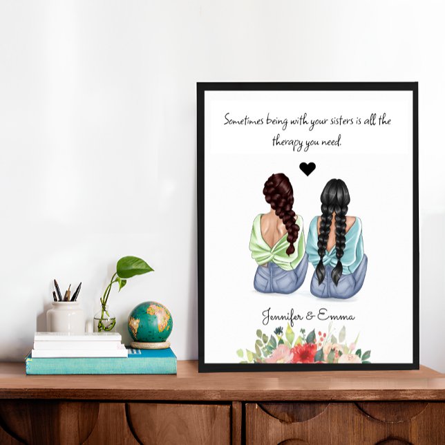 Póster Regalo de cumpleaños de hermana, regalo personaliz (Sister Birthday Gift, Personalised Gift for Sister Poster)