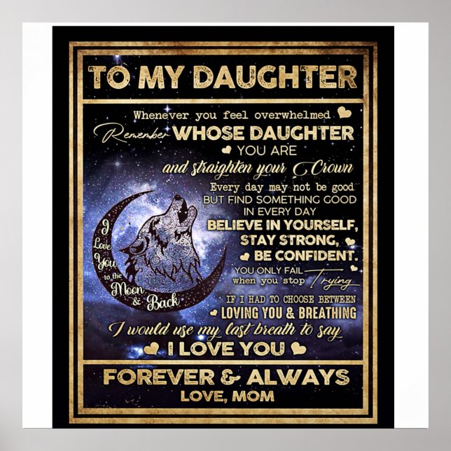 Póster Regalo de cumpleaños de mi hija Wolf, regalo graci (Frente)