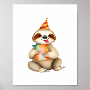 Póster Regalo de cumpleaños de perezoso divertido feliz s