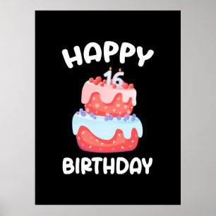 Póster Regalo de cumpleaños Feliz 16º cumpleaños