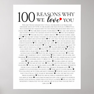 Póster Regalo de cumpleaños número 100 100 Razones por la