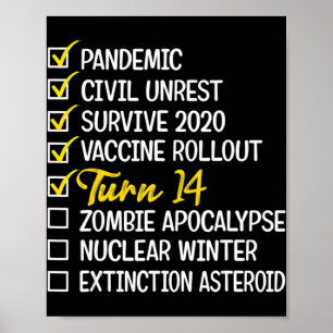 Póster Regalo de cumpleaños número 14 de diversión Cuaren