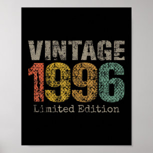 Póster Regalo de cumpleaños número 30 Vintage 1996 Hombre