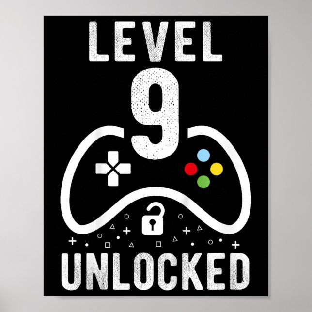 Póster Regalo de cumpleaños número 9 videojuego desbloque (Frente)