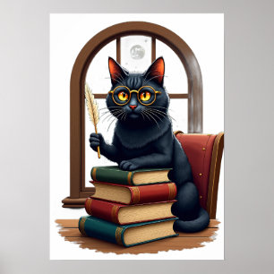 Póster Regalo de cumpleaños Seis Siete Dark Academia Gato