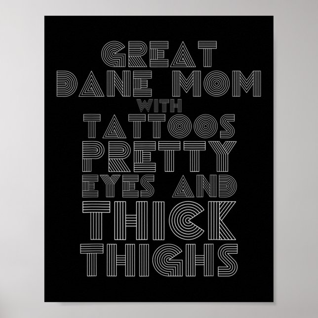 Póster Regalo de Día de la Madre Gran Dane Mom Tattoos Pe (Frente)
