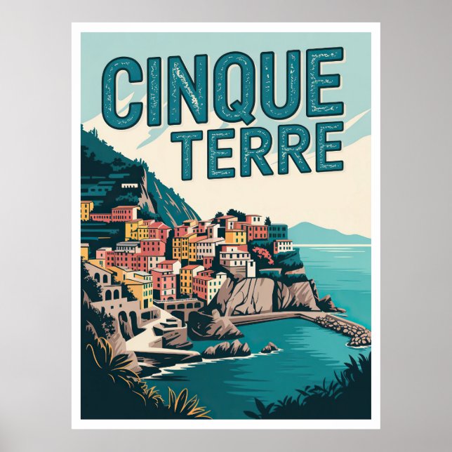 Póster Regalo de diseño de caminatas Retro Cinque Terre (Frente)