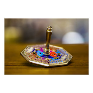 Póster Regalo de dreidel de Hanukkah SlipperyJoe base oct