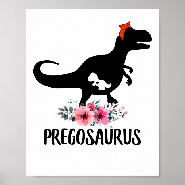 Póster Regalo de embarazo divertido de Pregosaurus (Frente)