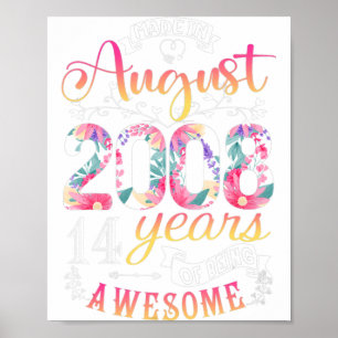 Póster Regalo de flores de cumpleaños 14 para Chicas naci
