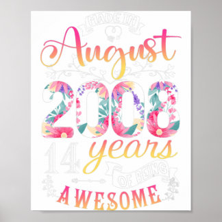 Póster Regalo de flores de cumpleaños 14 para Chicas naci