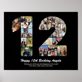 Póster Regalo de foto collage del número 12 para el cumpl
