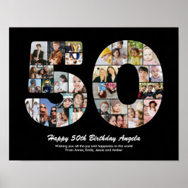 Póster Regalo de foto collage del número 50 cumpleaños 50