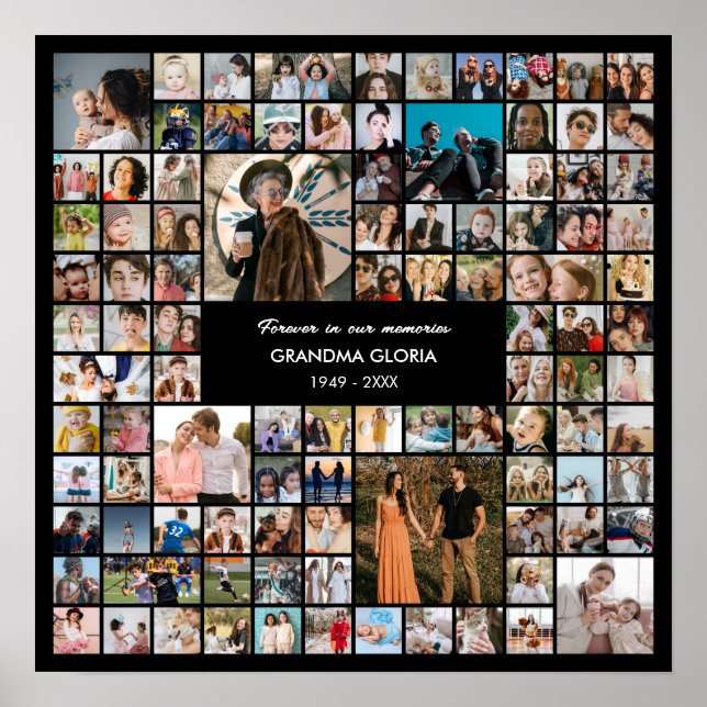Póster Regalo de Foto Personalizada de Collage de 100 Fot (Frente)