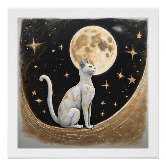 Póster Regalo De Gato Celestial Para Los Amantes Del Gato (Anverso)
