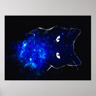 Póster Regalo de gato negro para gato espacial, regalo de