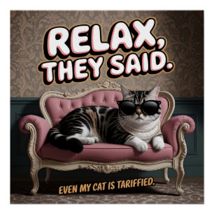 Póster Regalo de Gato Relajado para Amantes de Mascotas A
