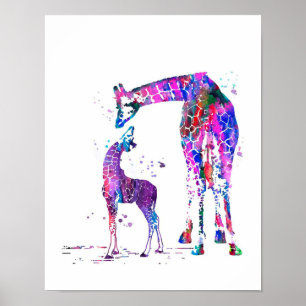 Póster Regalo De Giraffe De Mamá Y Hija, Regalo De Amante