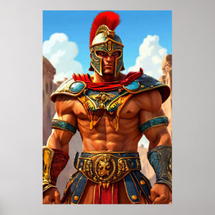 Póster Regalo de Gladiador de Dibujos Animados Amante de 