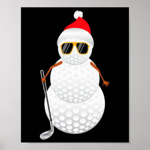Póster Regalo de golf para Navidades de Santa Snowman Gol