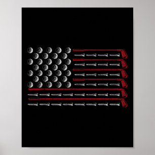 Póster Regalo de golfista patriota americano bandera de E