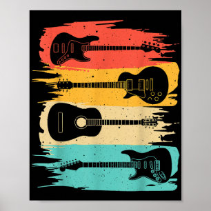 Póster Regalo de Guitarra Vintage para Hombres Mujeres Ba