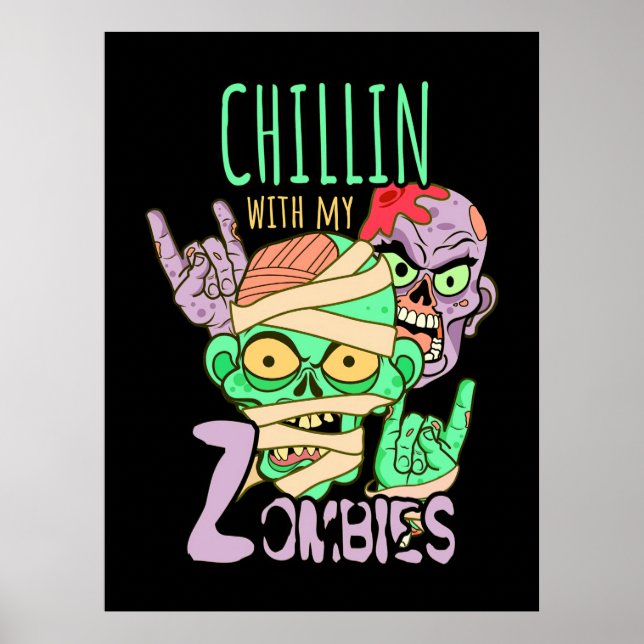 Póster Regalo de Halloween | Chillin con mis amigos (Frente)