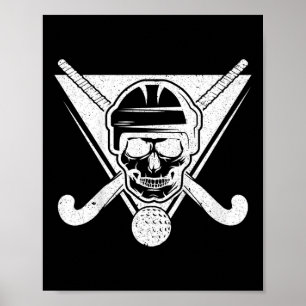 Póster Regalo de hockey de campo de cráneo Regalo de juga