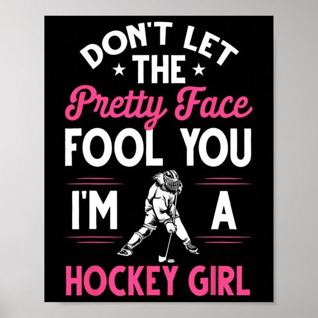 Póster Regalo De Hockey De Chica Divertido Para Mujeres J (Frente)