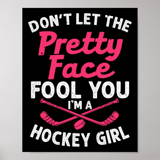 Póster Regalo De Hockey De Chica Divertido Para Mujeres J (Frente)