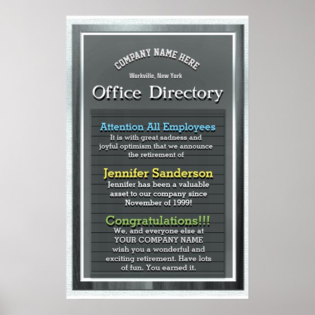Póster Regalo de jubilación de personalizados (Frente)