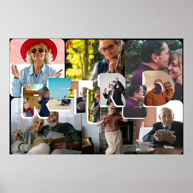 Póster Regalo de jubilación, línea de tiempo de foto de p (Frente)