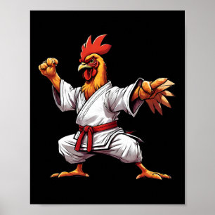 Póster Regalo de Karate Taekwondo Judo Kung Fu Pollo Gall