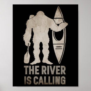 Póster Regalo de kayak de río Bigfoot Sasquatch Camping C