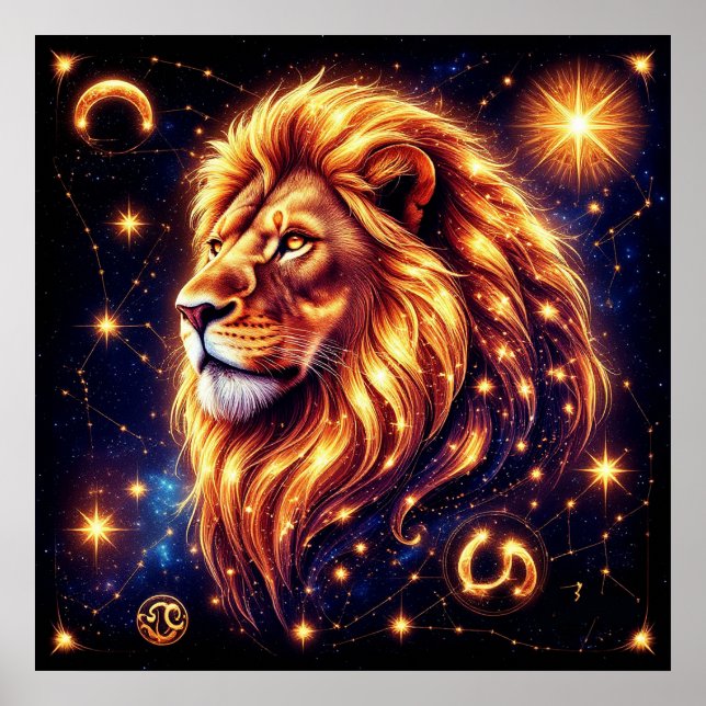 Póster Regalo de Leo Zodiaco para Poderosa Energía de Fue (Frente)