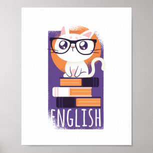 Póster Regalo de MAESTROS INGLESES - Púrpura felino kawai