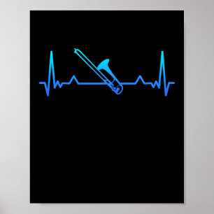 Póster Regalo de mamá divertida de Trombone Music Heartbe