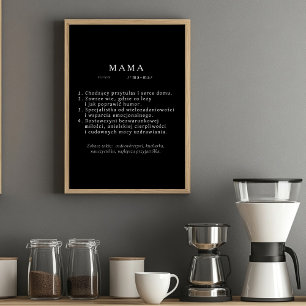 Póster Regalo de Mamá polaco - Negro de definición de MAM