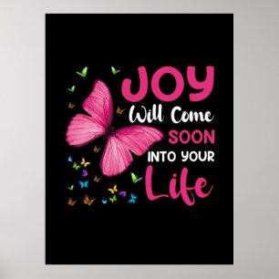 Póster Regalo de mariposa La alegría vendrá pronto