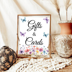Póster Regalo de mariposa y tarjeta Cumpleaños Baby Showe