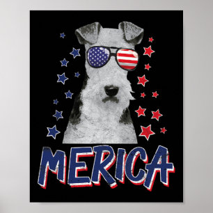 Póster Regalo De Merica Wire Fox Terrier Dog 4 De Julio E