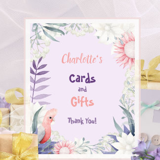 Póster Regalo de Mesa para Baby Shower Floral de Lavanda 